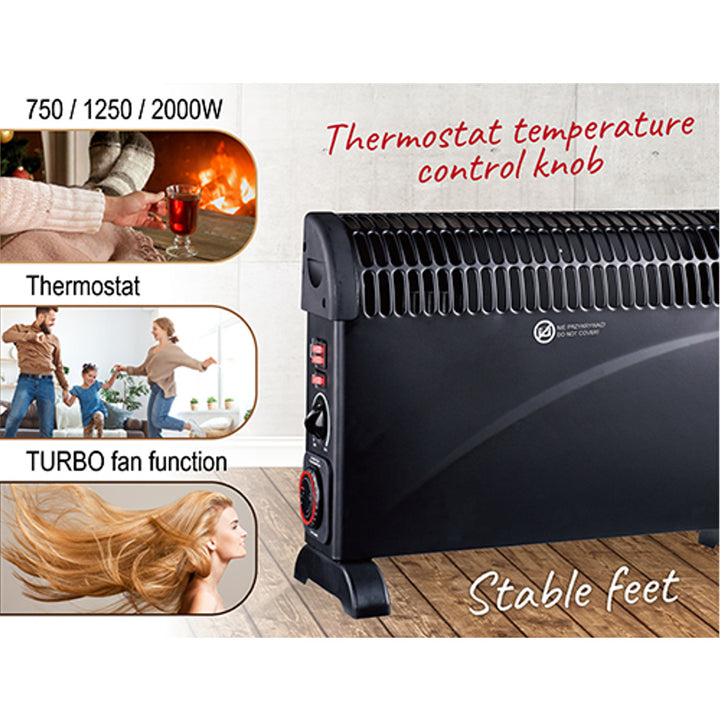 Radiador elétrico MESKO convector térmico preto