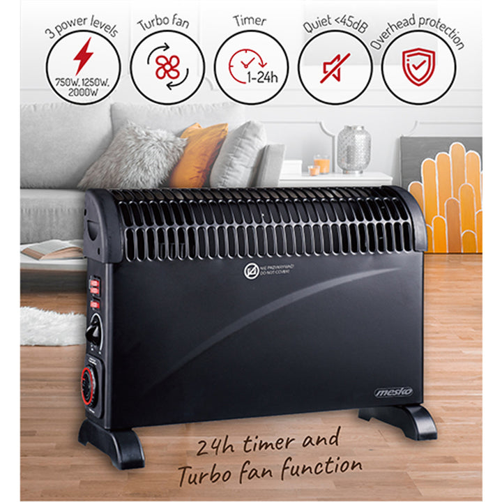 Radiador elétrico MESKO convector térmico preto