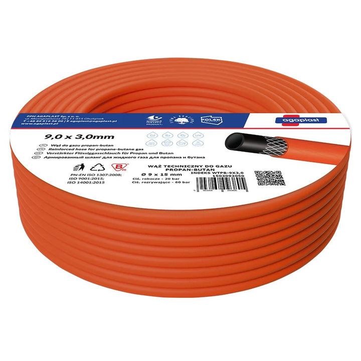 Mangueira de gás propano-butano flexível e leve em PVC Agaplast 25m