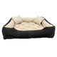 Cama para cães e gatos Ecco com almofada bege e preta, nylon impermeável, lavável para animais de estimação, material impermeável, tamanho interior: 40x30 / tamanho exterior: 55x45 cm, preto