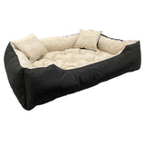 Cama para cães e gatos Ecco com almofada bege e preta, nylon impermeável, lavável para animais de estimação, material impermeável, tamanho interior: 40x30 / tamanho exterior: 55x45 cm, preto