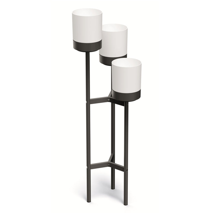 Bloomie Stand Florero Macetero de tres patas con 3 macetas 42 cm x 39,5 x 125 cm Marco metálico Blanco