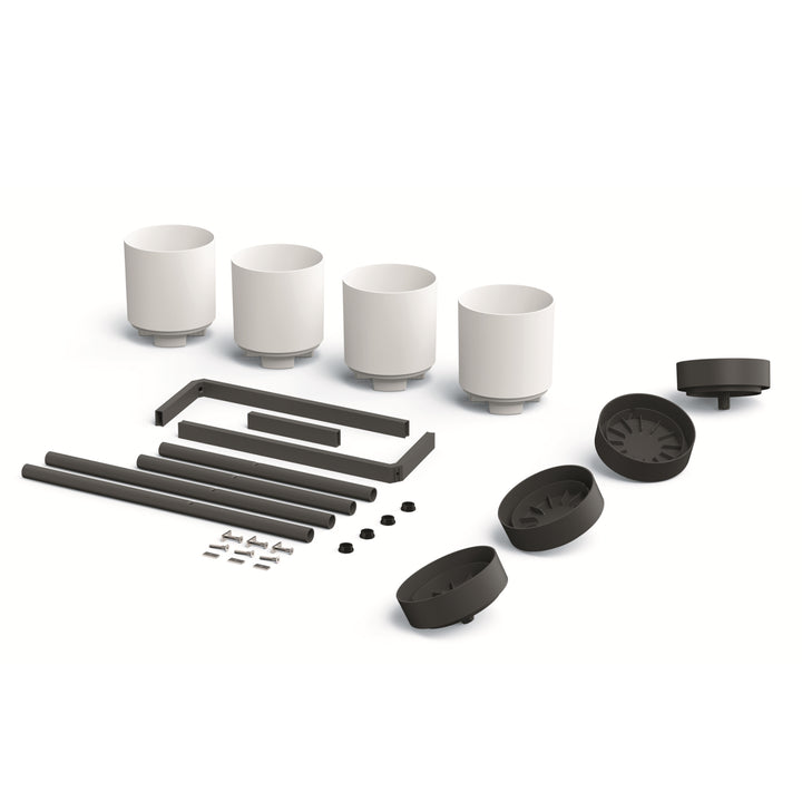Prosperplast Bloomie Suporte Vaso Plantador com 4 Vasos 125x55x81,5cm Estrutura Metálica Cor Branca
