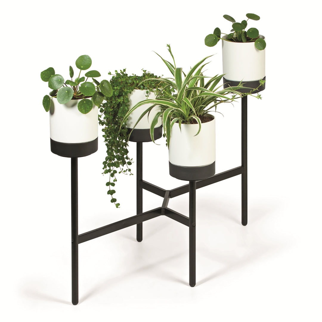 Prosperplast Bloomie Suporte Vaso Plantador com 4 Vasos 125x55x81,5cm Estrutura Metálica Cor Branca