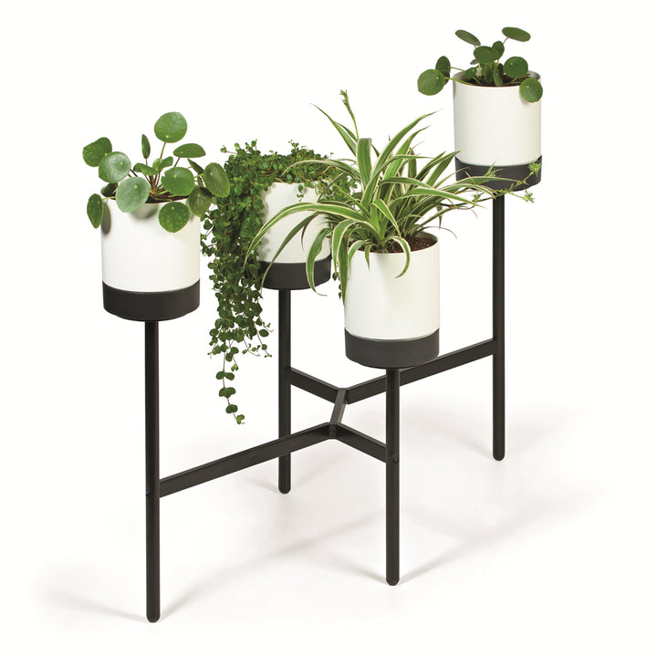 Prosperplast Bloomie Suporte Vaso Plantador com 4 Vasos 125x55x81,5cm Estrutura Metálica Cor Branca