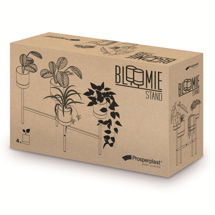 Prosperplast Bloomie Suporte Vaso Plantador com 4 Vasos 125x55x81,5cm Estrutura Metálica Cor Branca