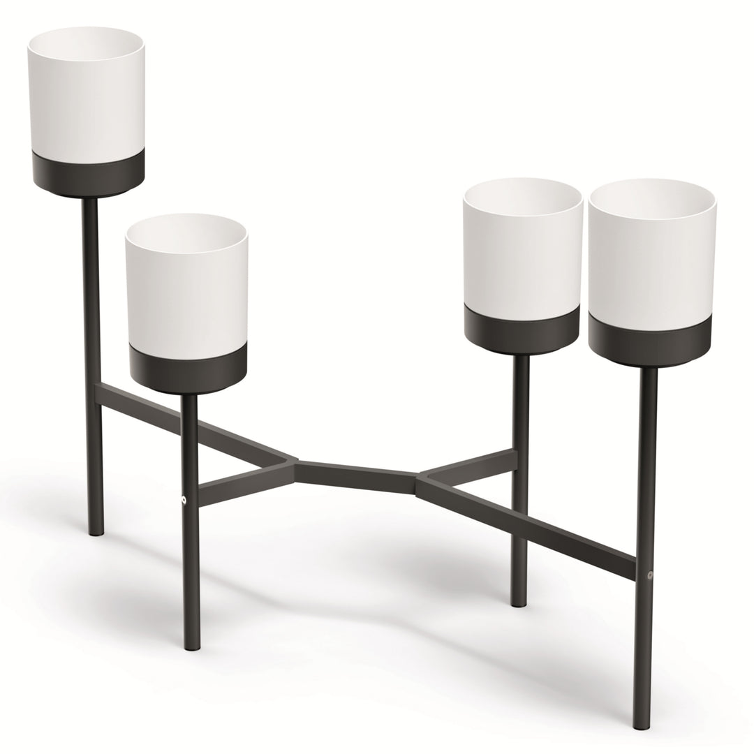 Prosperplast Bloomie Suporte Vaso Plantador com 4 Vasos 125x55x81,5cm Estrutura Metálica Cor Branca