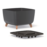 Vaso quadrado Prosperplast Gracia DGQL400-S433 com pernas e inserto - cor antracite