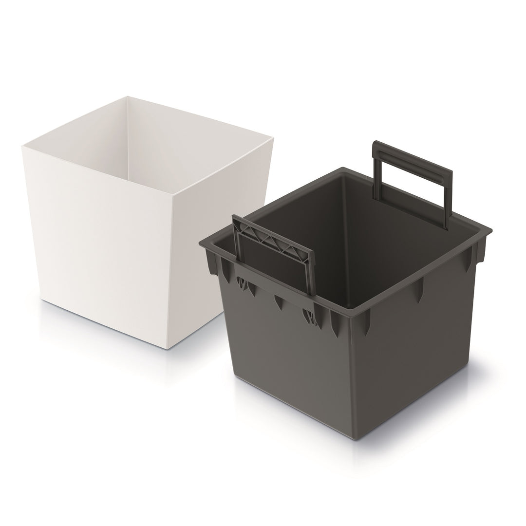 Prosperplast Urbi Maceta Baja Cuadrada con Bandeja DURS240L-S449 - Blanco
