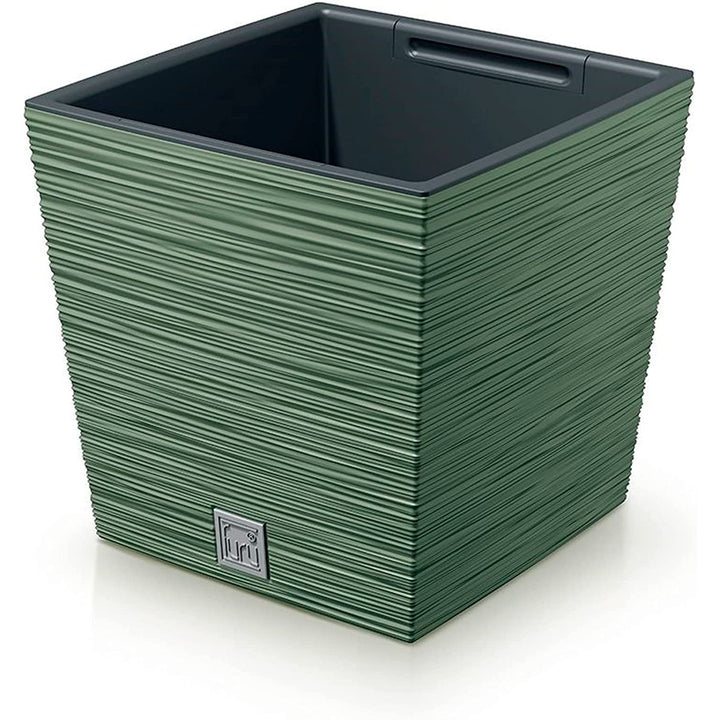 Plantadora quadrada baixa Prosperplast Furu com inserção DFS240-5615C - cor verde terra