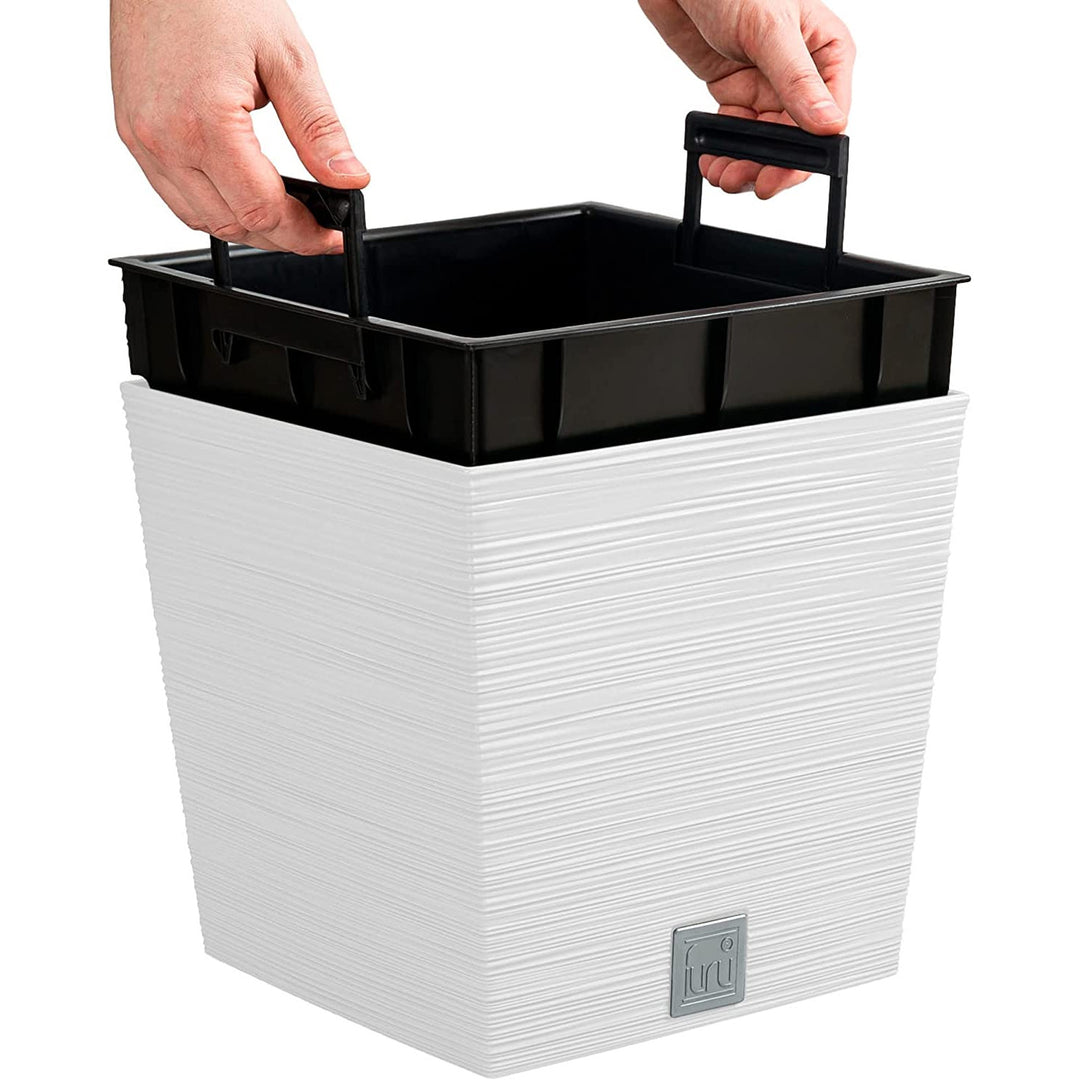 Pote baixo Prosperplast Furu Square com inserção DFS240-S449 - branco