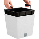 Prosperplast Furu Maceta baja cuadrada con inserto DFS240-S449 - blanco