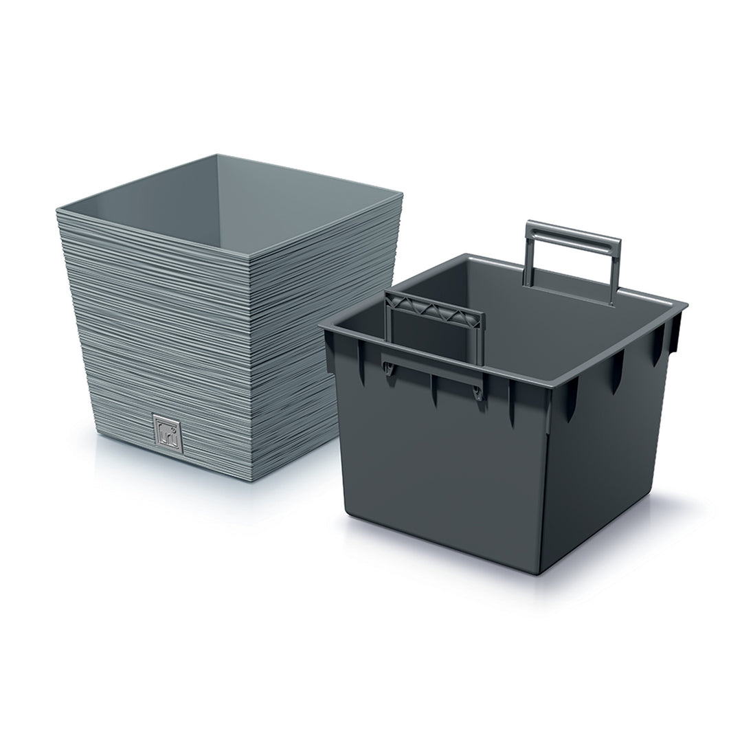 Prosperplast Furu Maceta baja cuadrada con inserto DFS300-422U - color hormigón (gris)