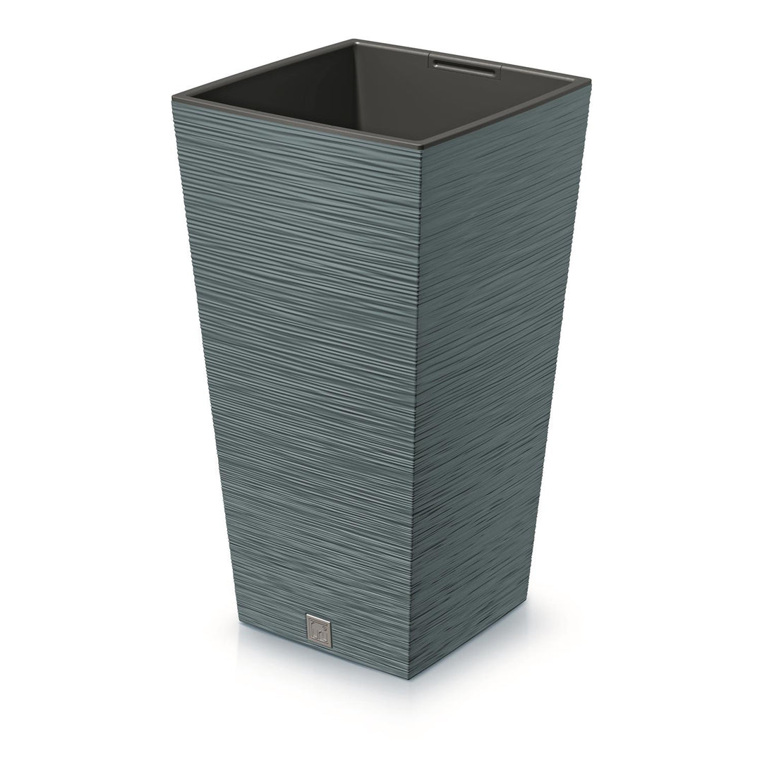 Vaso de flores quadrado Prosperplast Furu com inserção DFSH240-5415C - cor azul escandinavo