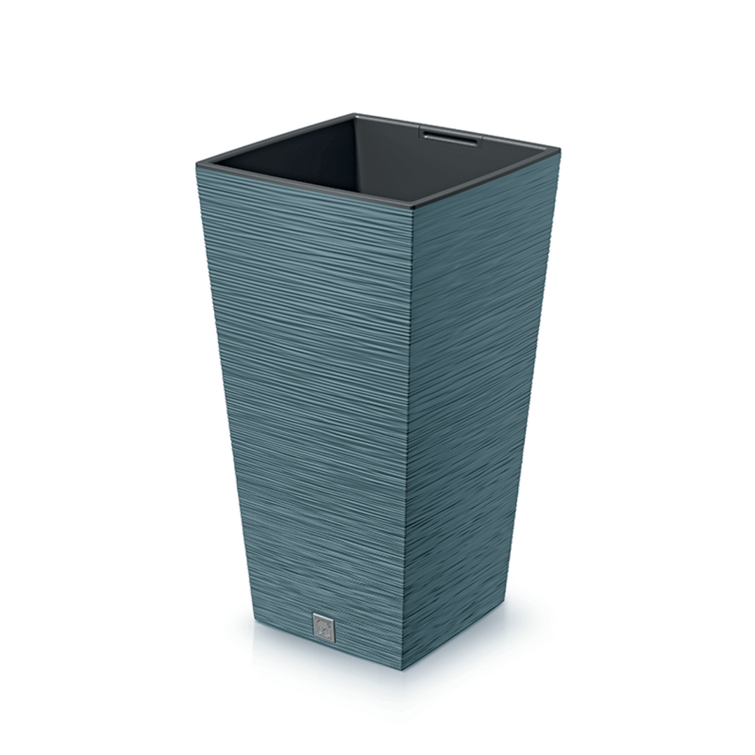 Vaso de flores quadrado Prosperplast Furu com inserção DFSH350-5415C - cor azul escandinavo