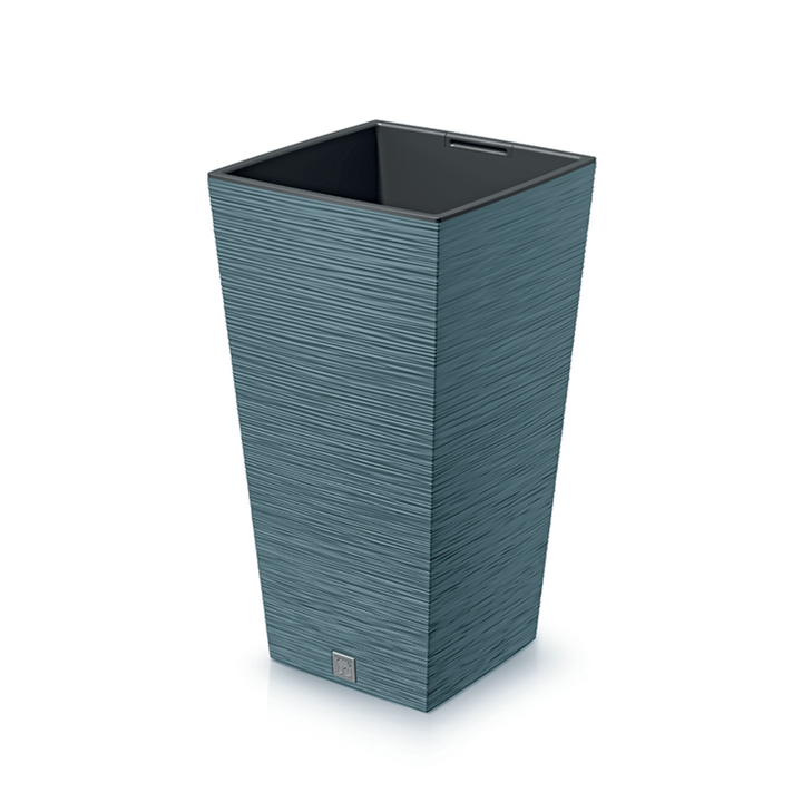 Vaso de flores quadrado Prosperplast Furu com inserção DFSH350-5415C - cor azul escandinavo