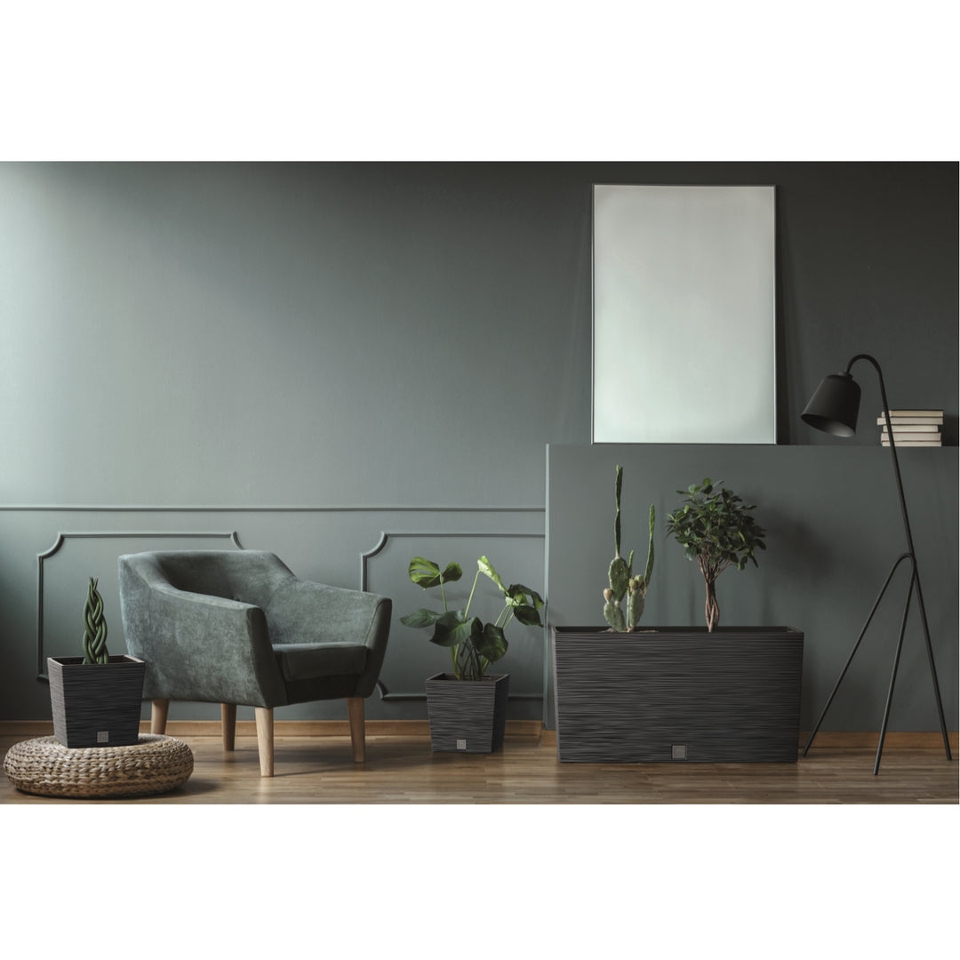 Prosperplast Furu Case Medio Jardinera con Maceta Macetero con Tiesto para Plantas Interior y Exterior Plástico Resistente Rectangular 77x23,5x40,6cm (Hormigón)