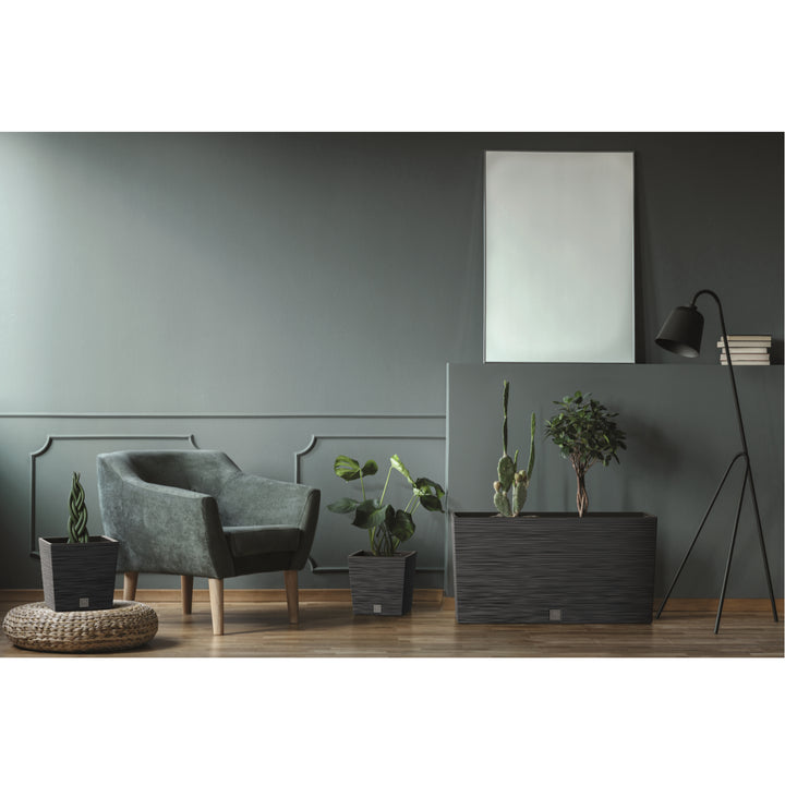 Prosperplast Furu Case Medio Jardinera con Maceta Macetero con Tiesto para Plantas Interior y Exterior Plástico Resistente Rectangular 77x23,5x40,6cm (Hormigón)