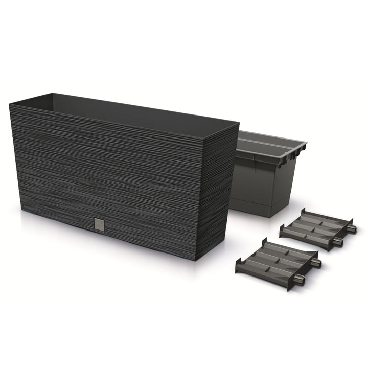 Prosperplast Furu Case Meia Floreira com Vaso Floreira com Vaso para Plantas de Interior e Exterior Plástico Resistente Retangular 77x23,5x40,6cm (Antracite)