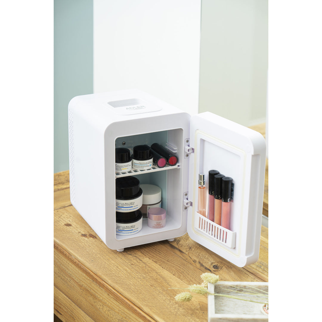 Adler AD 8085 Mini Nevera Portátil con Espejo 4L - Enfría y Calienta - Nevera de Viaje, Camping, Casa