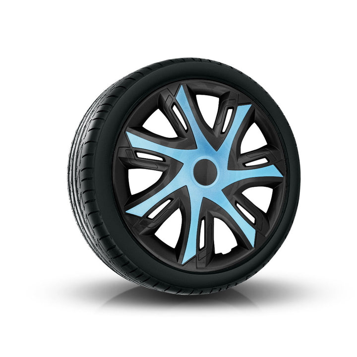 Calotas NRM N-Power para jantes de aço Conjunto de 4 guarnições de roda em dois tons para plástico ABS de veículo KFZ (azul/preto, 14")