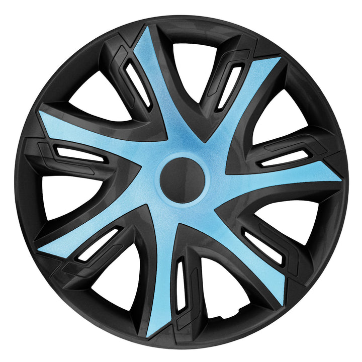 Calotas NRM N-Power para jantes de aço Conjunto de 4 guarnições de roda em dois tons para plástico ABS de veículo KFZ (azul/preto, 14")