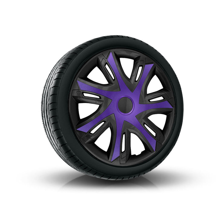 Calotas NRM N-Power para aros de aço Conjunto de 4 guarnições de roda de duas cores para plástico ABS de veículo KFZ (roxo/preto, 14")