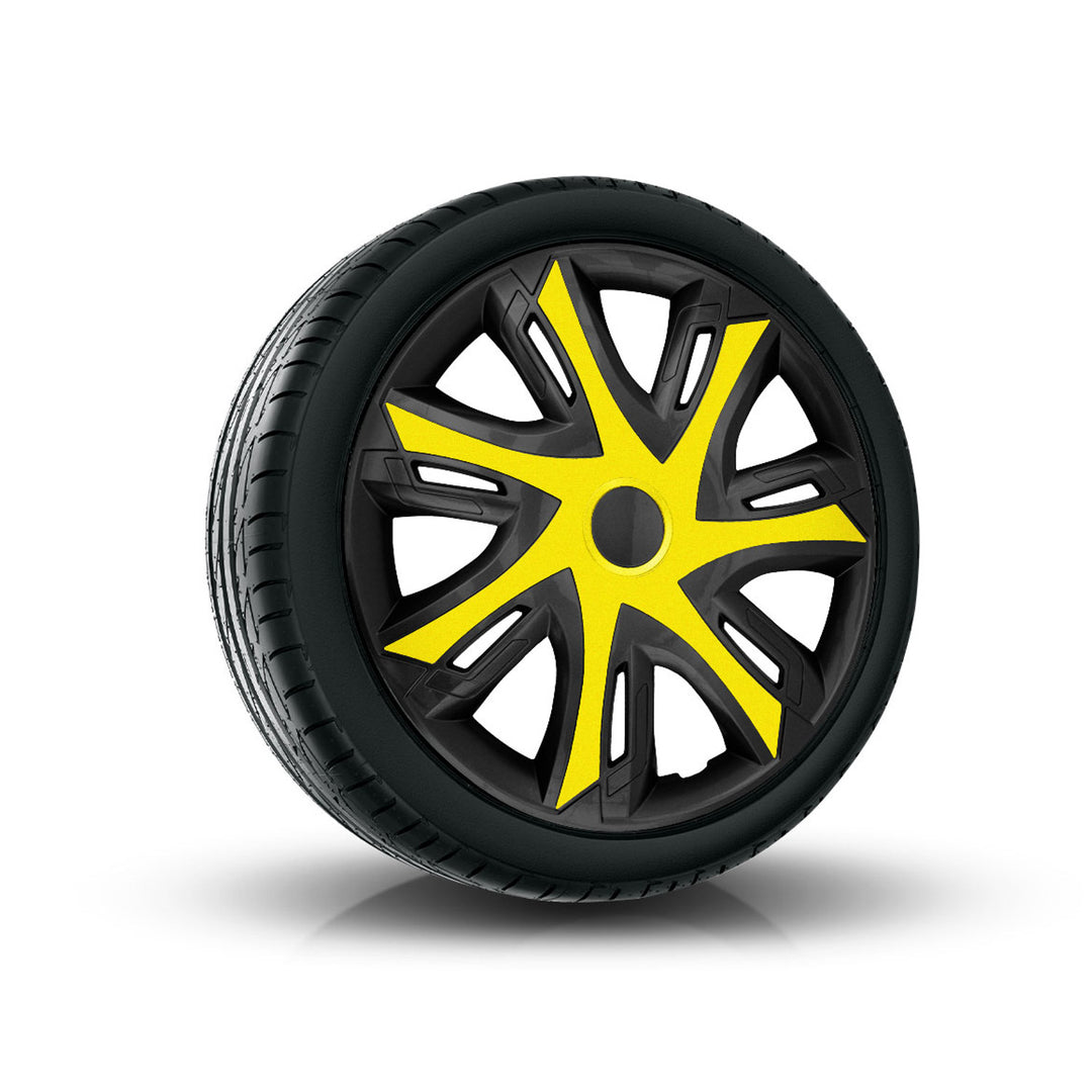 Calotas NRM N-Power para aros de aço Conjunto de 4 guarnições de roda de duas cores para plástico ABS de veículo KFZ (amarelo/preto, 14")