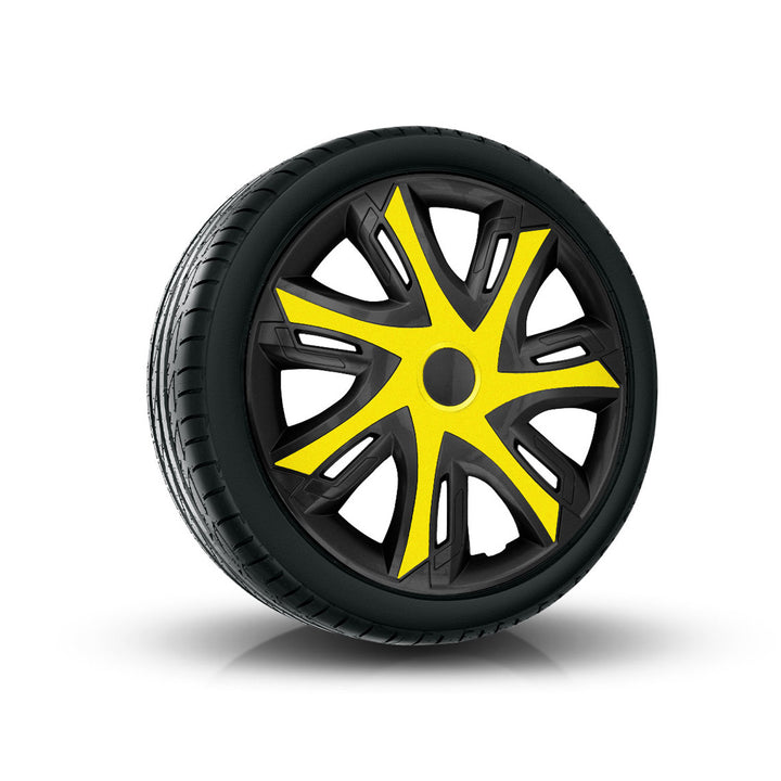 Calotas NRM N-Power para aros de aço Conjunto de 4 guarnições de roda de duas cores para plástico ABS de veículo KFZ (amarelo/preto, 14")