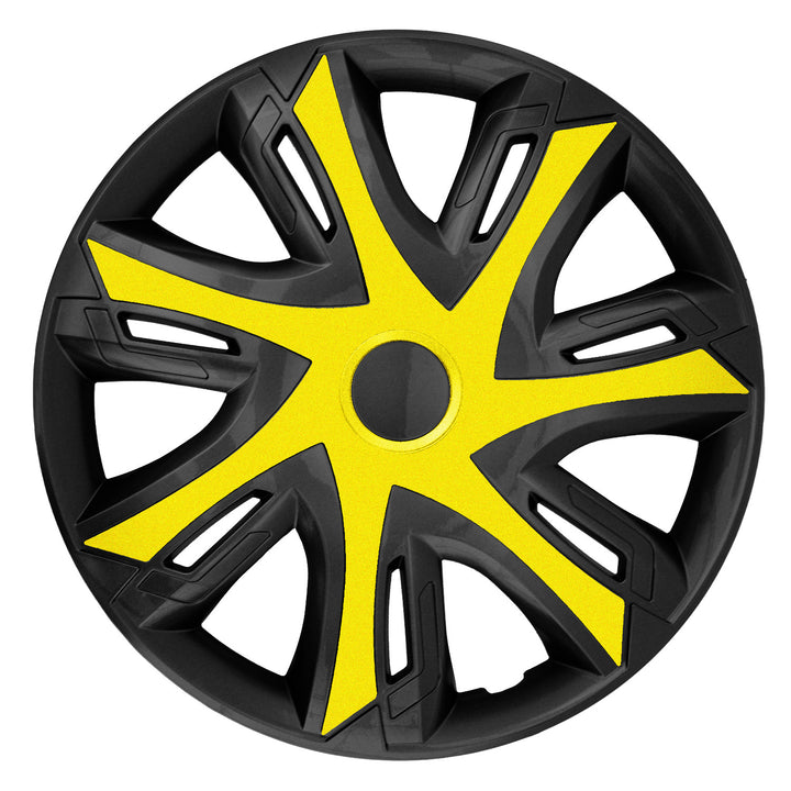 Calotas NRM N-Power para aros de aço Conjunto de 4 guarnições de roda de duas cores para plástico ABS de veículo KFZ (amarelo/preto, 14")