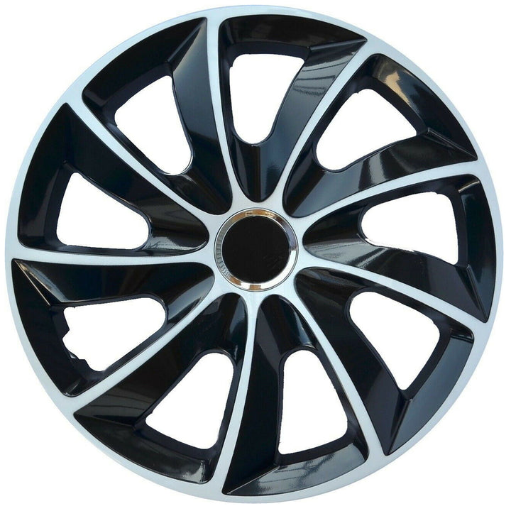 NRM STIG Calotas extras para aros de aço Conjunto de 4 guarnições de roda em dois tons para veículo KFZ Plástico ABS Plástico ABS (branco/preto, 13")
