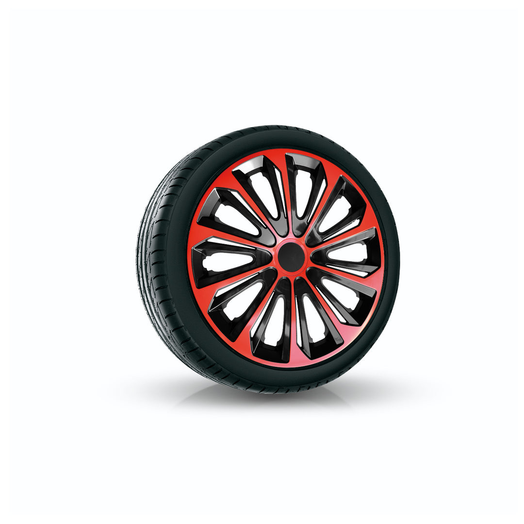NRM STRONG DUO Tapacubos para Llantas de Acero Embellecedores de Rueda de Dos Tonos Juego de 4 para Vehículo KFZ Plástico ABS (Rojo/Negro 16")