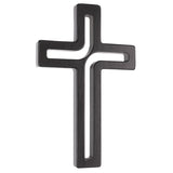 Cruz suspensa moderna em madeira preta 18x12x1,5 cm