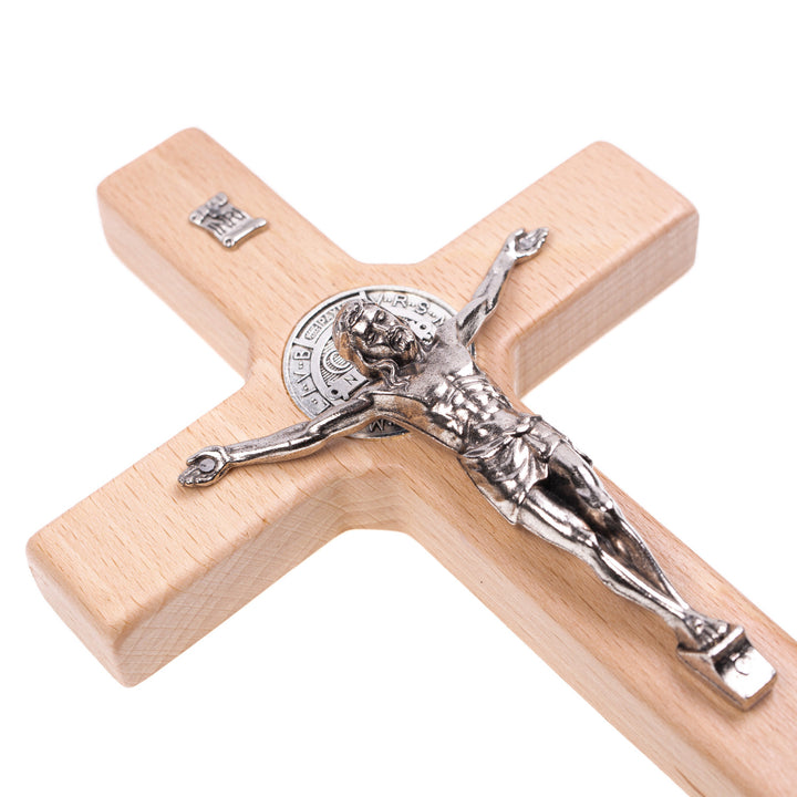 Cruz de madeira de São Bento Pendente Cruz com Símbolo da Paixão (Natural, 18x10x1,8cm)