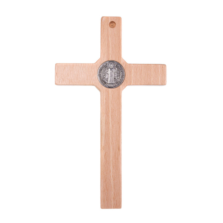 Cruz de madeira de São Bento Pendente Cruz com Símbolo da Paixão (Natural, 18x10x1,8cm)