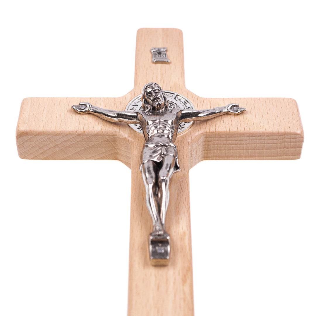 Cruz de madeira de São Bento Pendente Cruz com Símbolo da Paixão (Natural, 18x10x1,8cm)