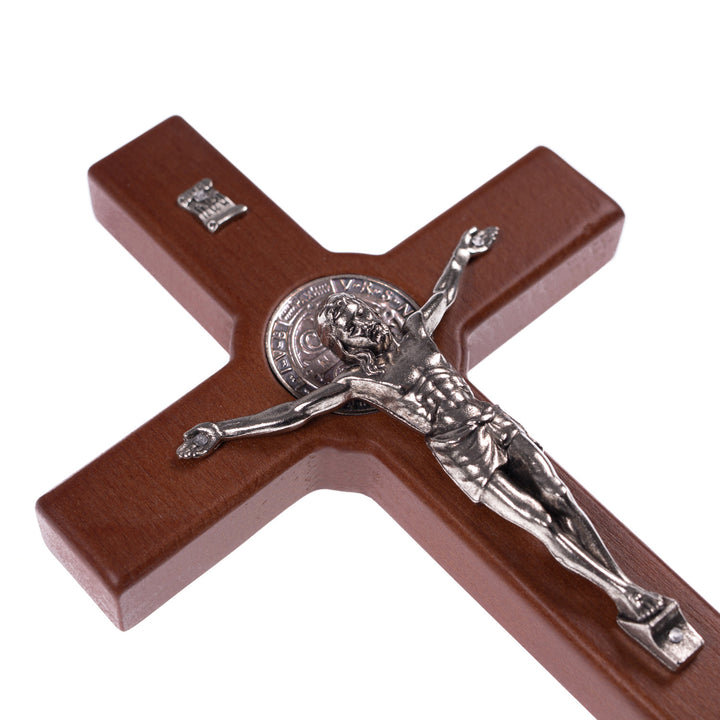 Cruz de madeira de São Bento Pendente Cruz com Símbolo da Paixão (Castanho, 18x10x1,8cm)
