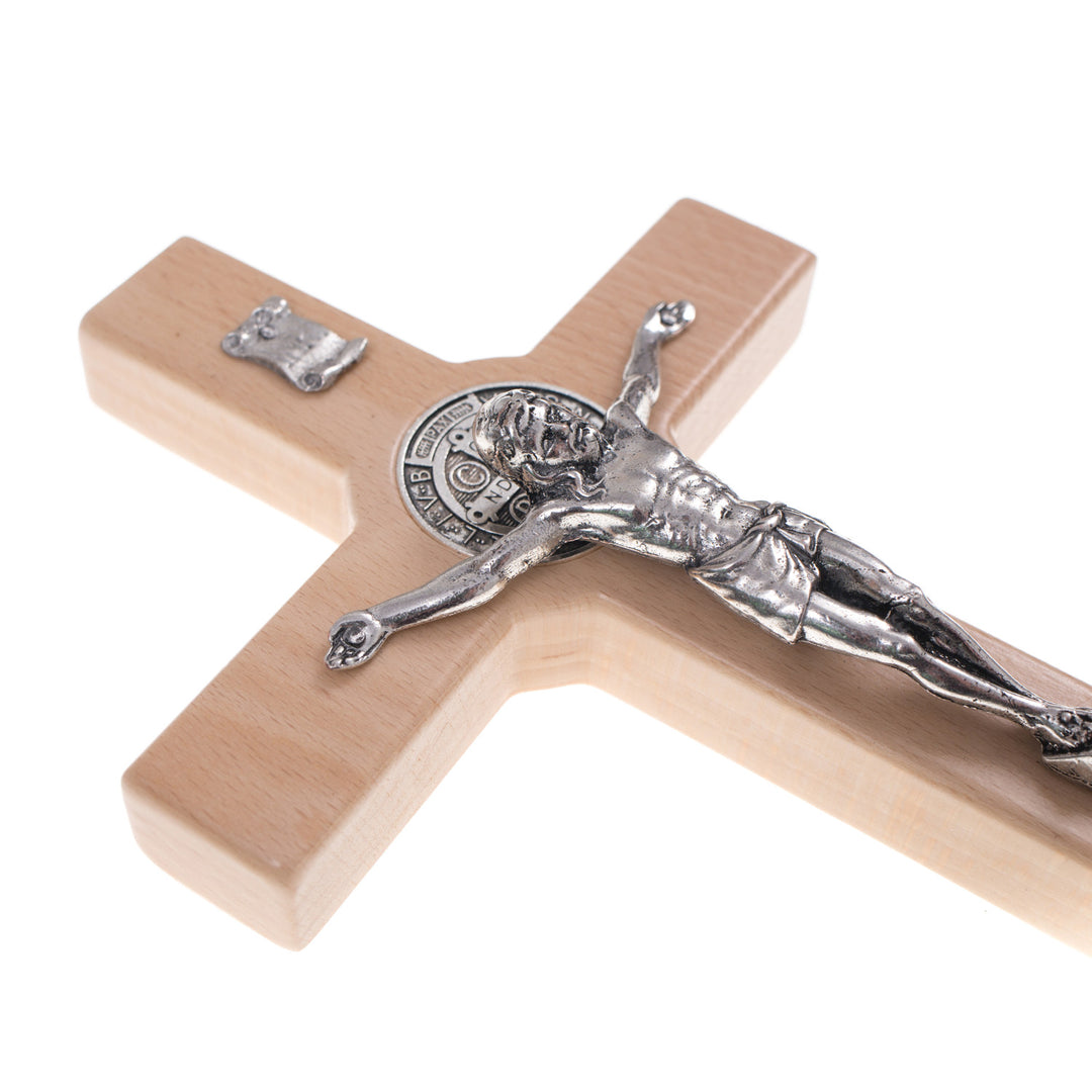 Cruz de madeira de São Bento Pendente Cruz com Símbolo da Paixão (Natural, 22x12x1,8cm)