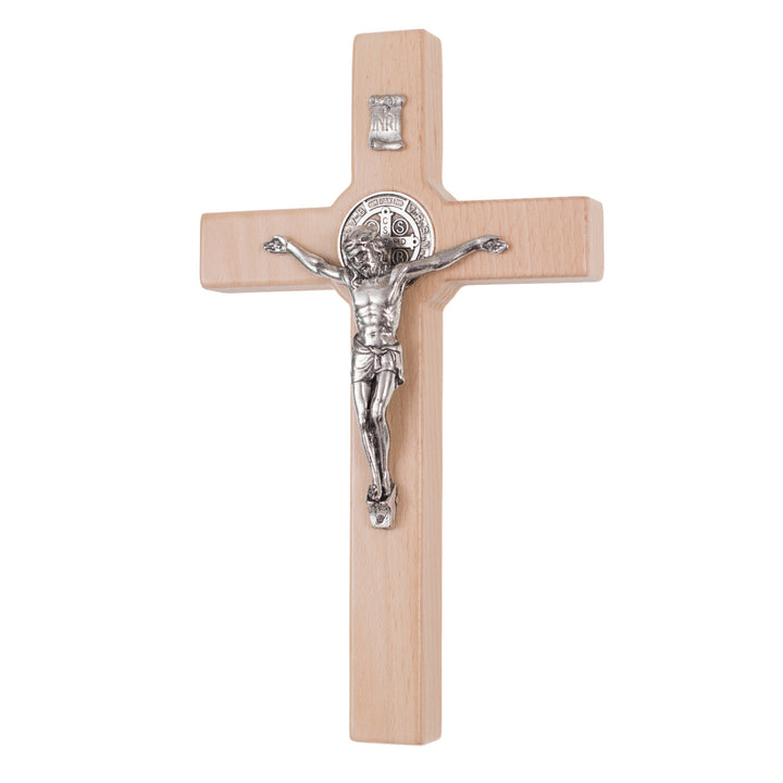 Cruz de madeira de São Bento Pendente Cruz com Símbolo da Paixão (Natural, 22x12x1,8cm)