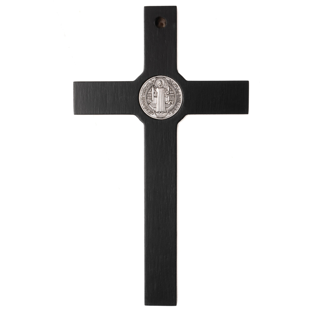Cruz de madeira de São Bento Pendente Cruz com Símbolo da Paixão (Preto, 22x12x1,8cm)
