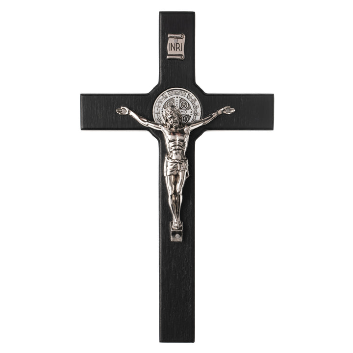 Cruz de Madera de San Benito Cruz Colgante con Símbolo de la Pasión (Negro, 28x16x1.8cm)