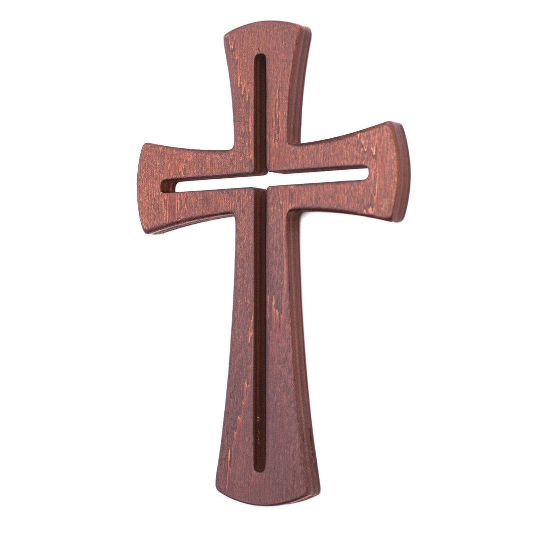 Cruz Pendurada em Contraplacado Cruz Moderna Cruz (Marrom, 18x11x1cm)