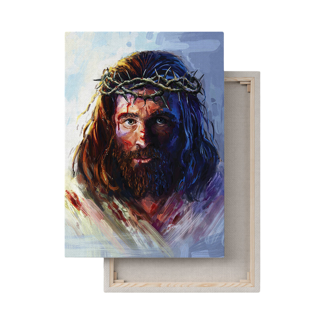 Pintura em tela de Jesus Cristo com a coroa de espinhos (60x90cm)