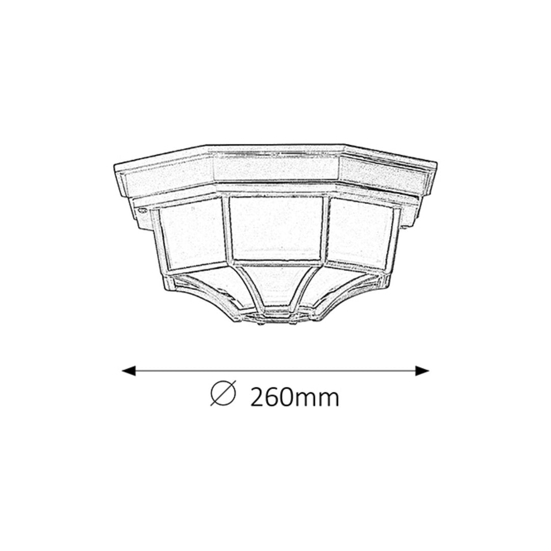 Candeeiro de teto para exterior Rabalux Milano 8346 com cúpula de metal e vidro