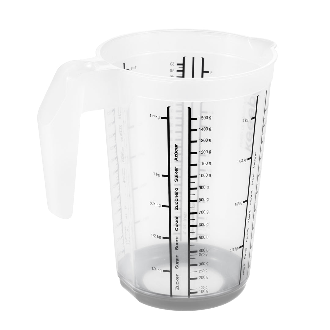Jarro medidor Keeper Masimmo 13,5 x 19 cm com base antiderrapante em cinza