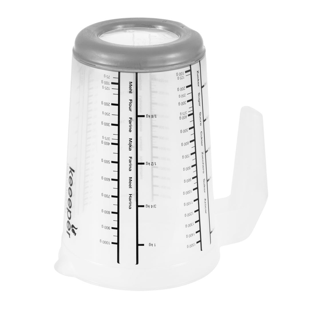 Jarro medidor Keeper Masimmo 13,5 x 19 cm com base antiderrapante em cinza