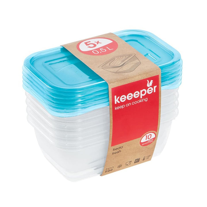 Juego de 5 recipientes Keeeper Fredo Fresh de 0,5 l para alimentos