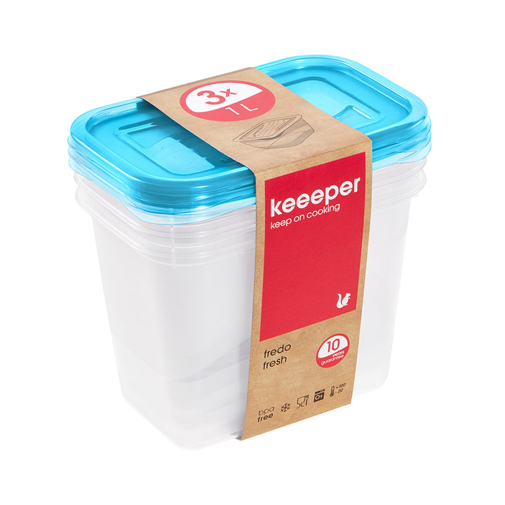 Lote de 3 recipientes para alimentos Keepeper Fredo Fresh 1l