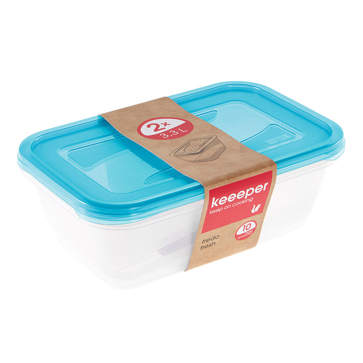 Pacote de 2 recipientes para alimentos Keeper Fredo Fresh 3,3L