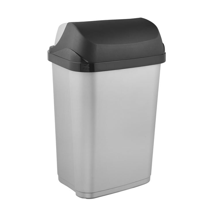 Keeeper Rasmus cubo de basura con tapa giratoria. Capacidad 25 litros, color plata